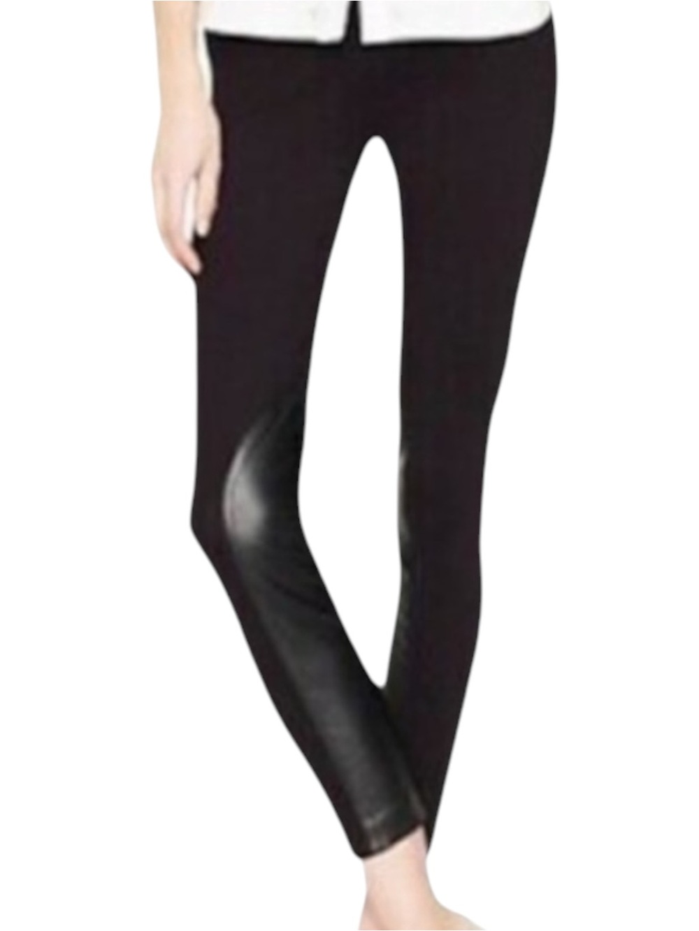 J. CREW “The Gigi Pant” Equestrian Style Faux Leather Knit Pants in Black Size 2